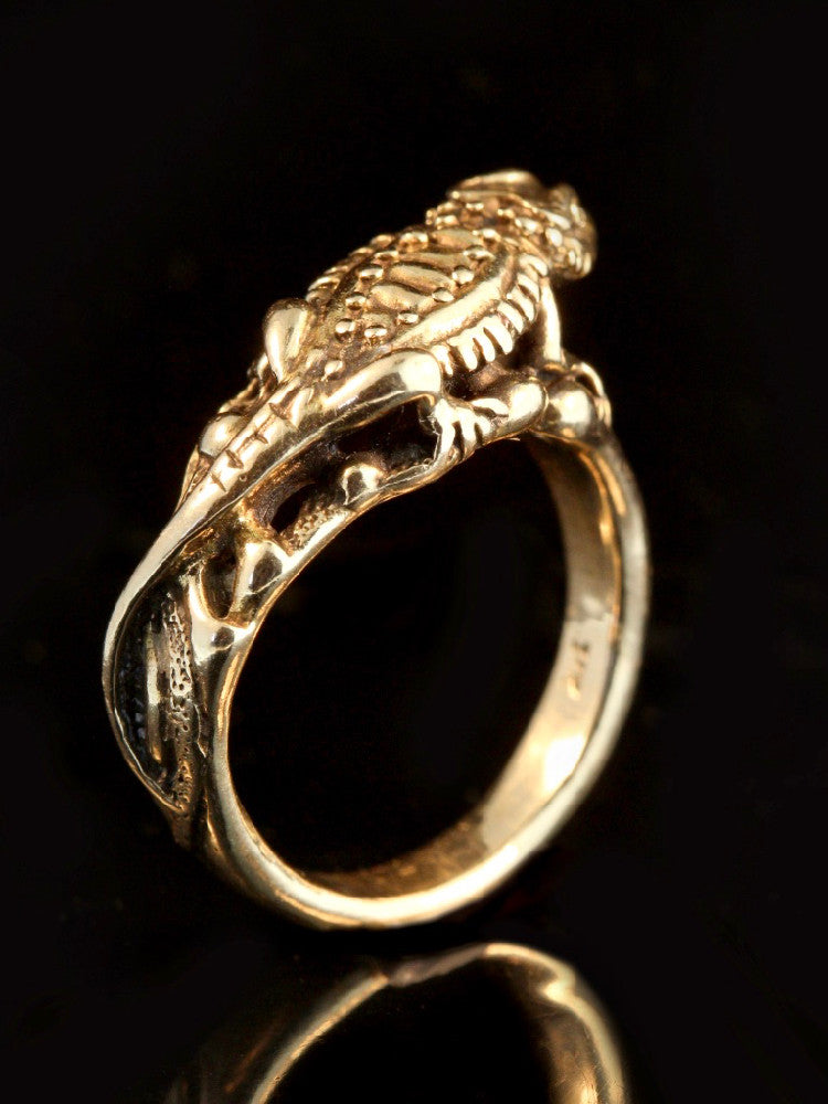 Bearded Dragon Lizard Ring in 14K Gold