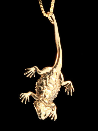 Gold Bearded Dragon Charm - 14k Gold