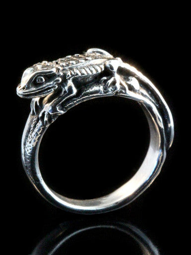 Bearded Dragon Lizard Ring - Sterling Silver