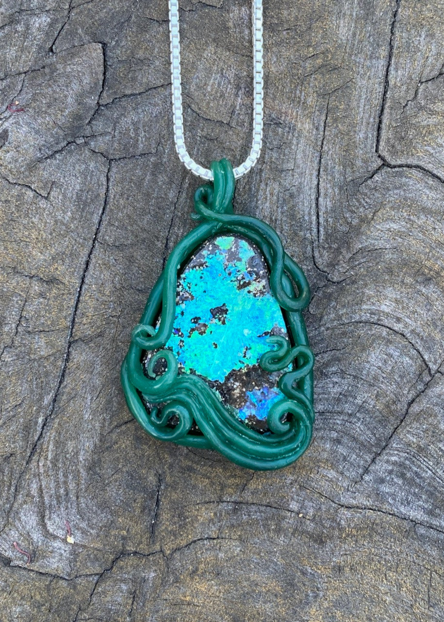 Bermuda Bliss Australian Boulder Opal Wave Pendant Wax