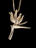 Bird of Paradise Flower Pendant - Solid 14k Gold