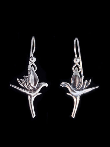 Tiny Bird of Paradise Earrings - Sterling Silver