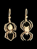 Black Widow and Orb Weaving Spider Earrings - 14K Gold