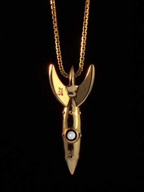 Alien Rocket Charm RKT-2 with Diamond - 14k Gold