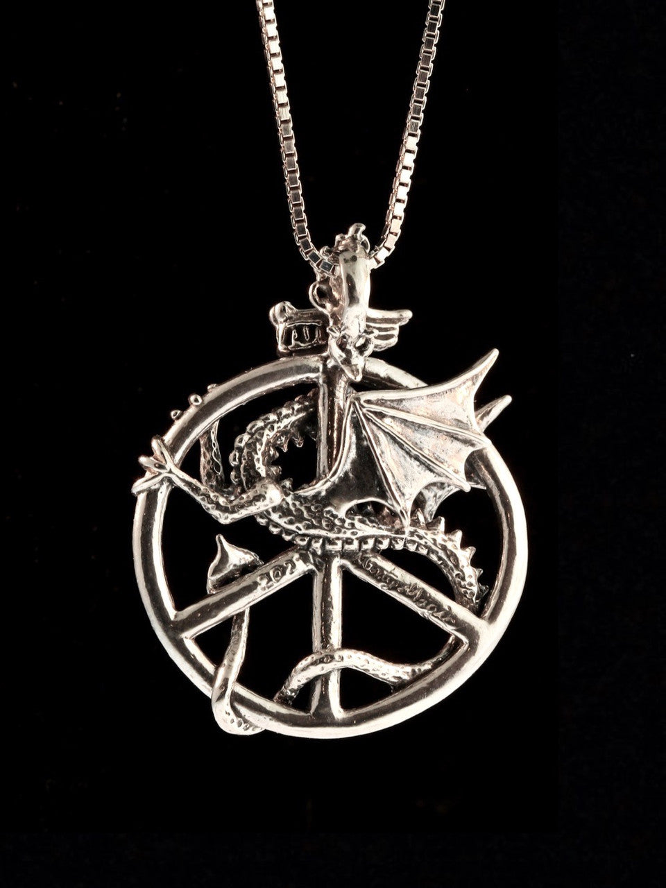Guardian of Peace Dragon Amulet - Silver