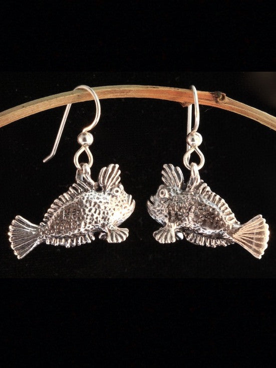 Handfish Angler Charm Earrings - Silver