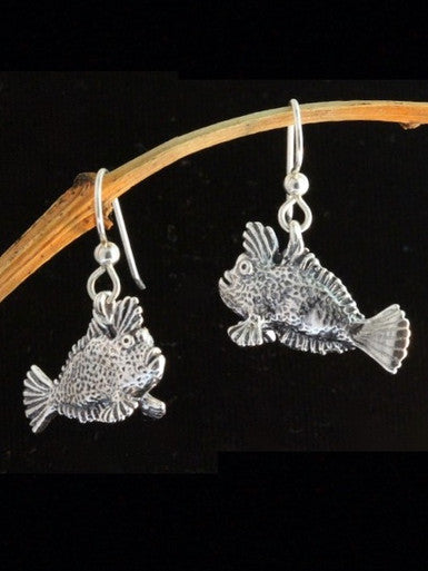 Handfish Angler Charm Earrings - Sterling Silver