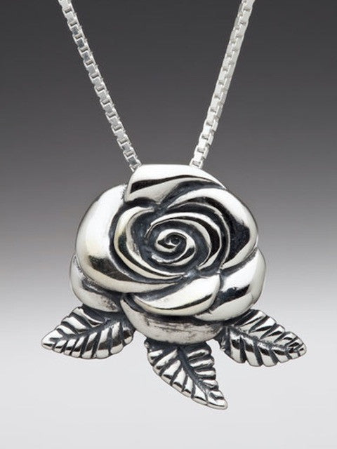 Silver Blooming Rose Pendant