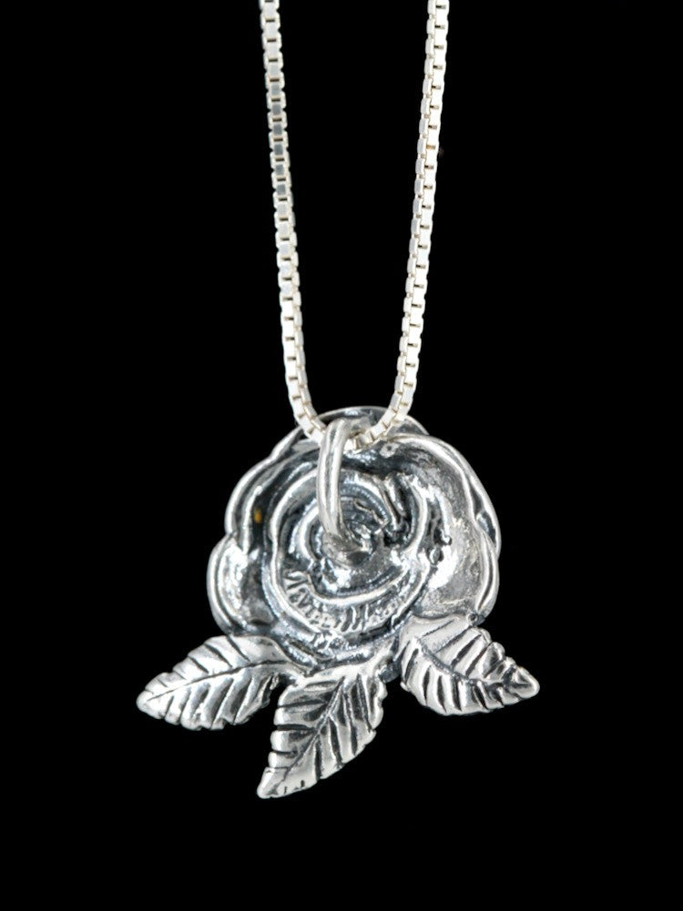 Silver Blooming Rose Pendant