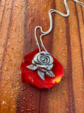 Flower - Blooming Rose Pendant - Sterling Silver