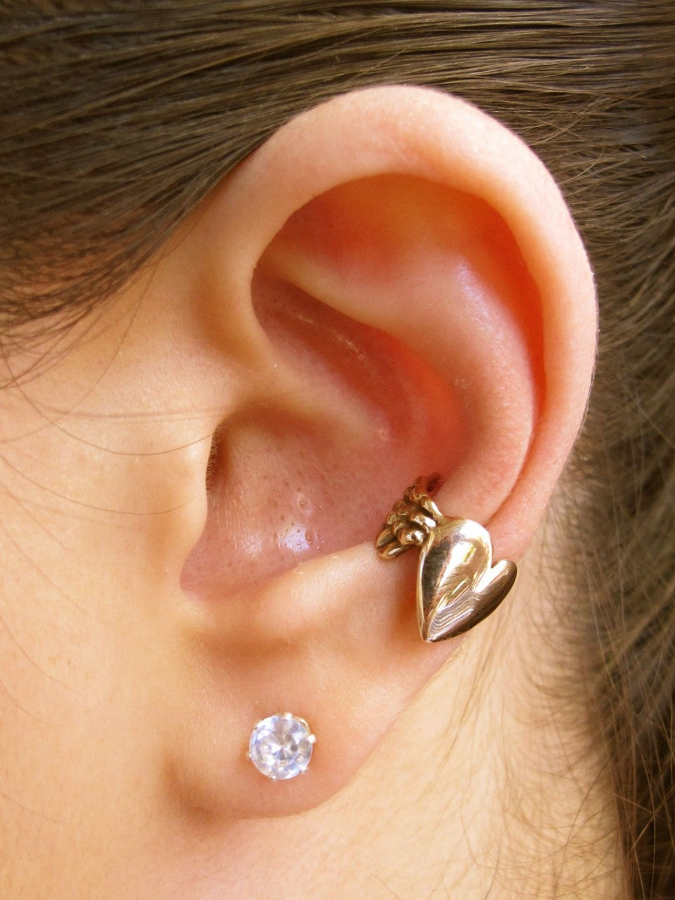 Angel Heart Ear Cuff - Bronze
