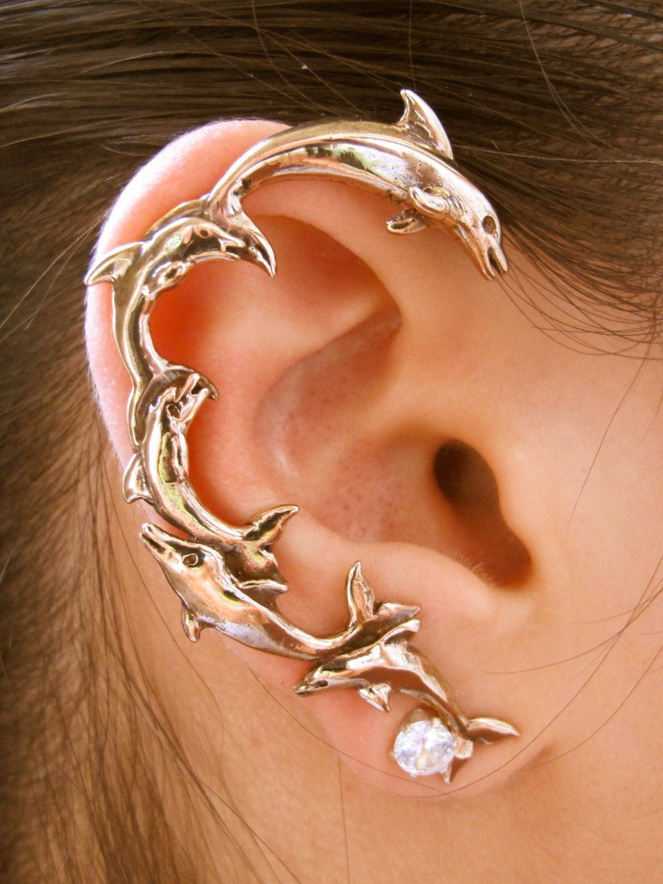 EAR CUFF SPECIAL - Dolphin Ear Wrap Ear Wrap and Whale Tail Ear Cuff Combo - Bronze - Buy 2 Get 1 Ear Cuff Free