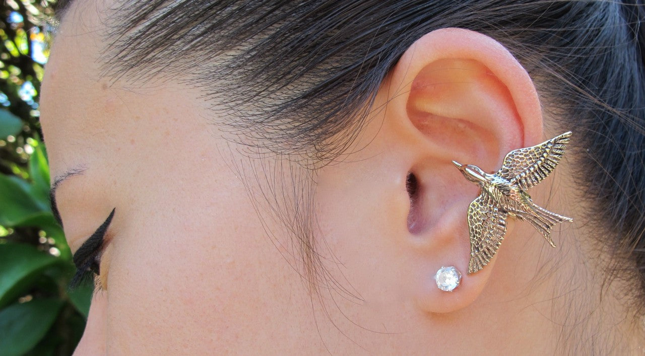 Bronze Mocking Jay Ear Cuff