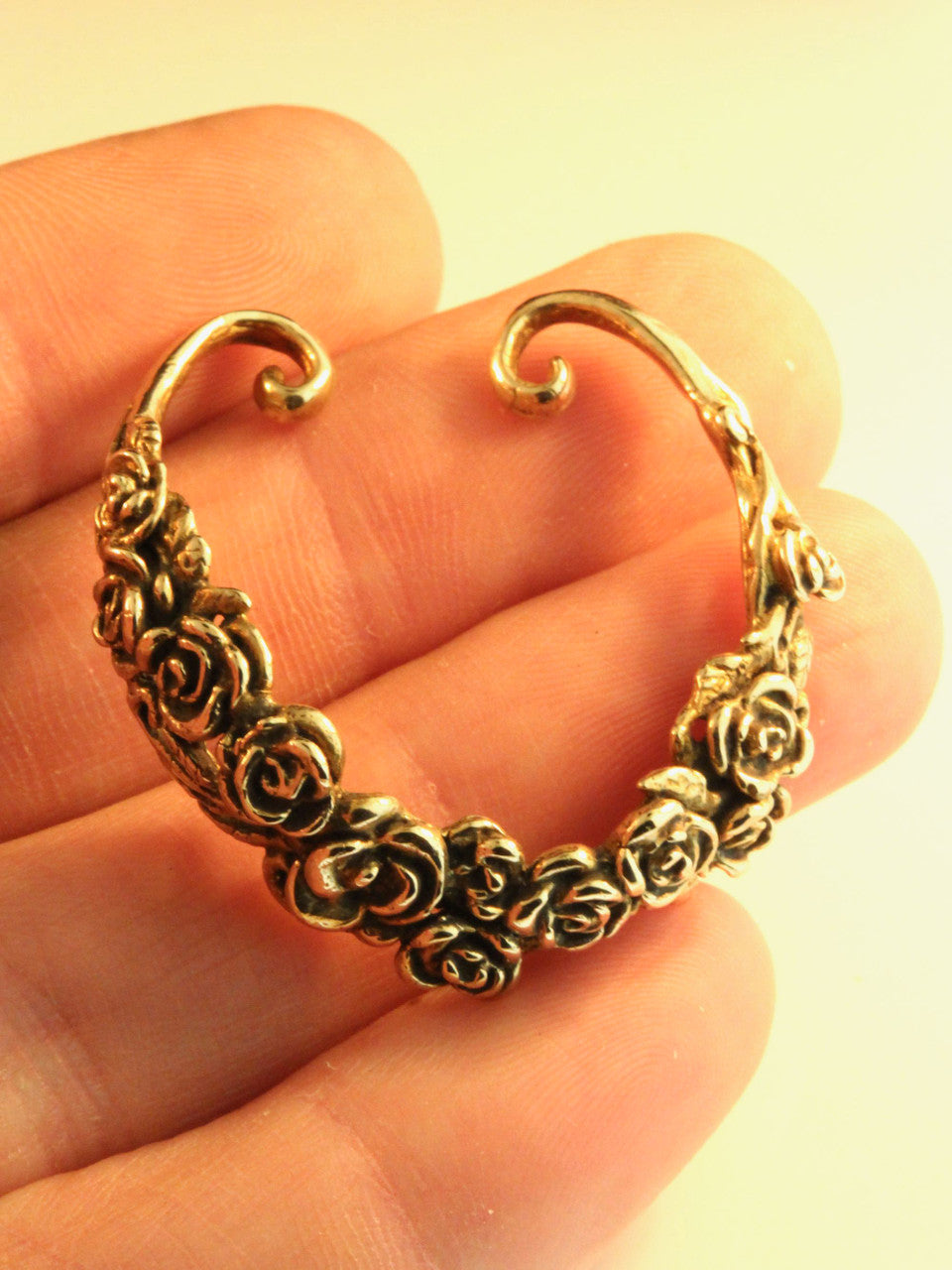 Rose Tendril Ear Hoop - Bronze