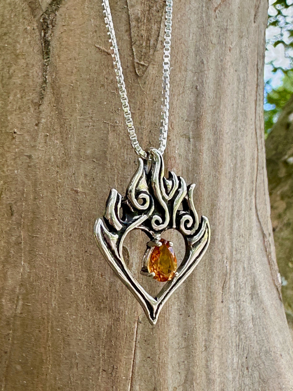 Burning Love Pendant with Citrine - Silver