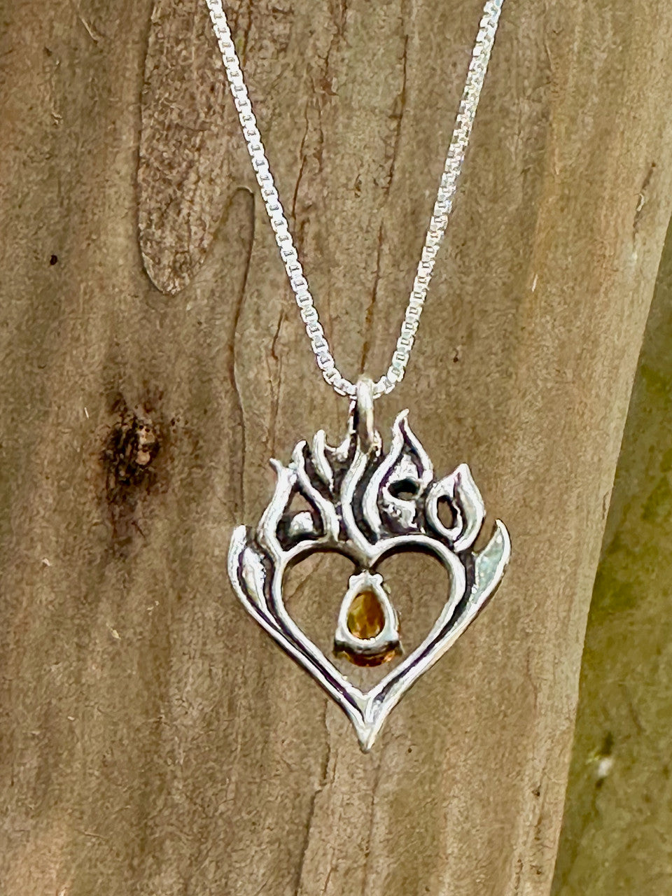 Burning Love Pendant with Citrine - Silver