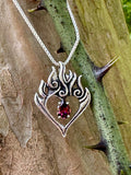 Burning Love Heart Pendant with Gemstone - Sterling Silver
