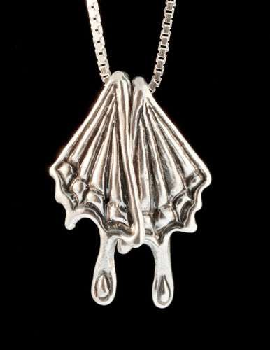 Butterfly Wing Charm Pendant - Silver