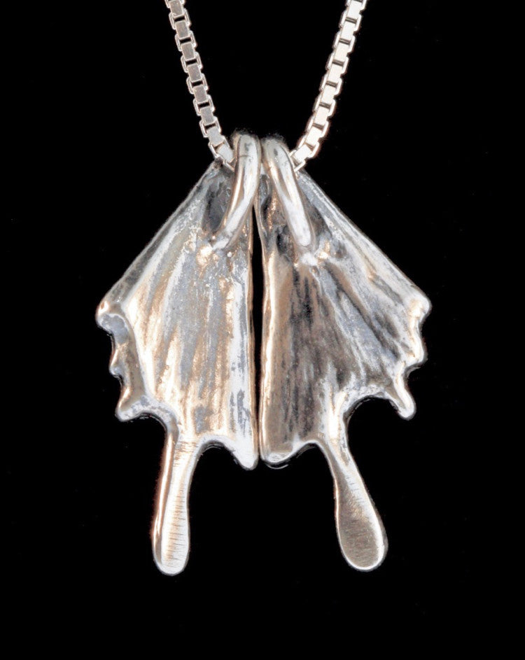 Butterfly Wing Charm Pendant in Silver