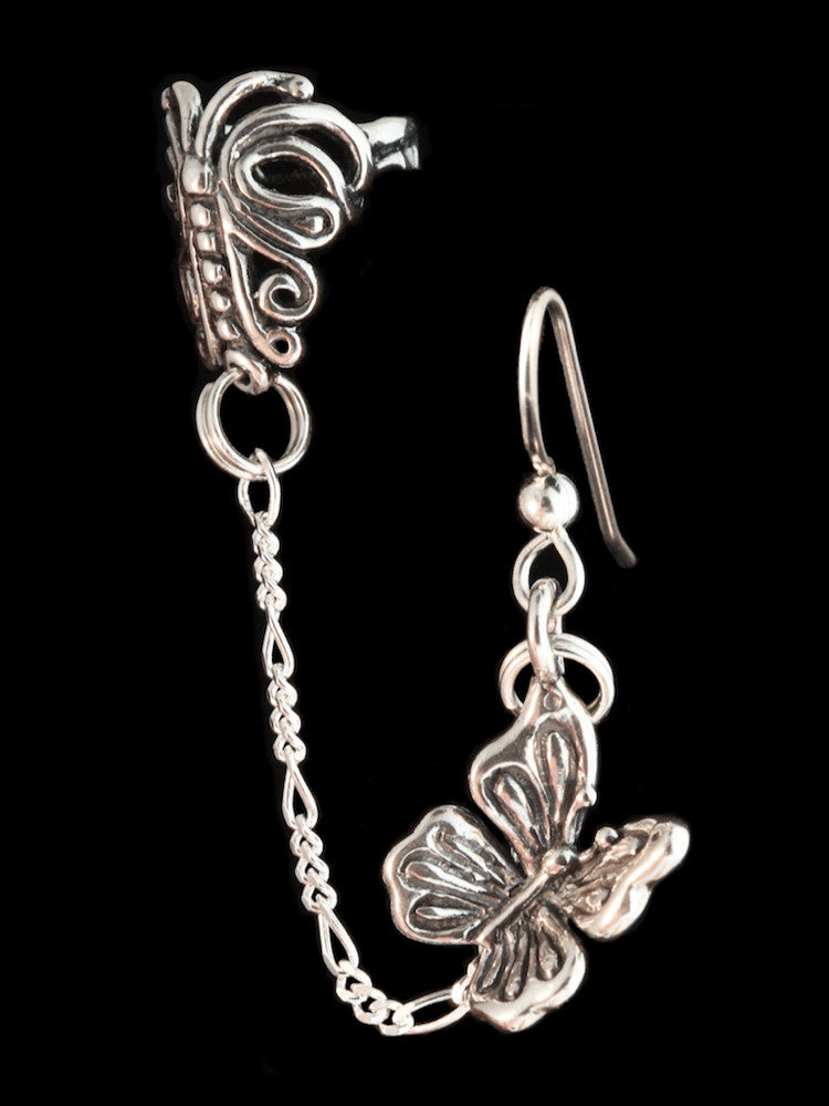 Butterfly Bajoran Ear Cuff - Silver