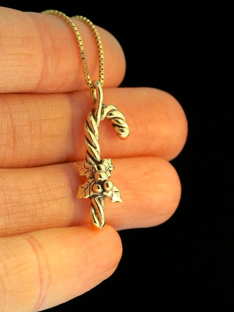 Christmas - Candy Cane Charm - 14k Gold
