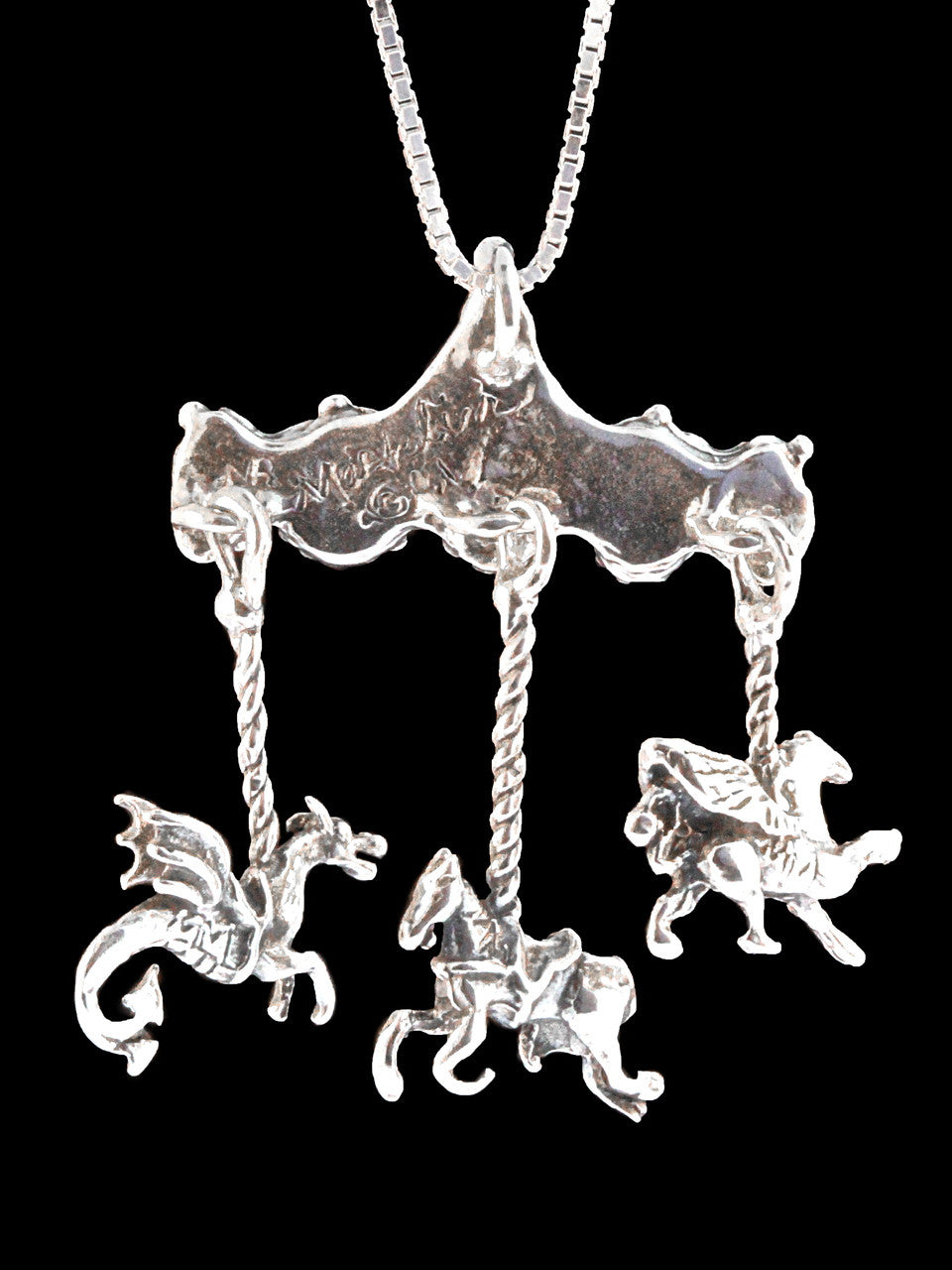 Carousel Charm Pendant - Sterling Silver