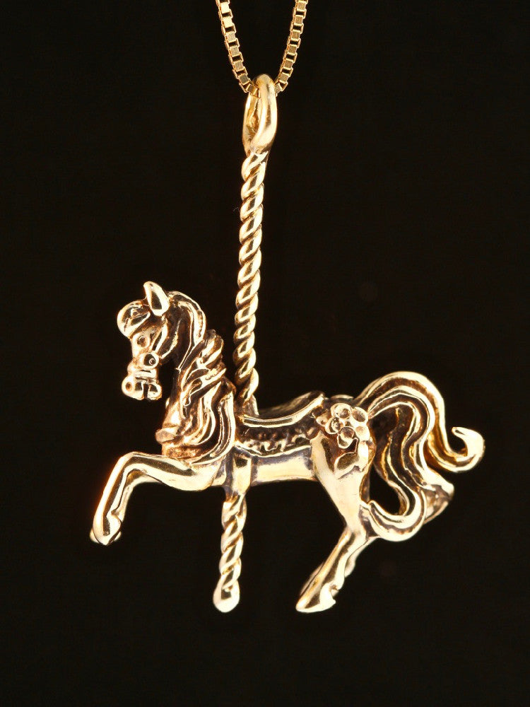 Carousel Horse Pendant in 14K Gold