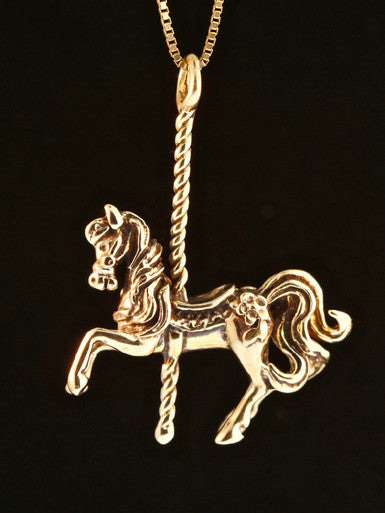 Carousel Horse Pendant - 14K Gold