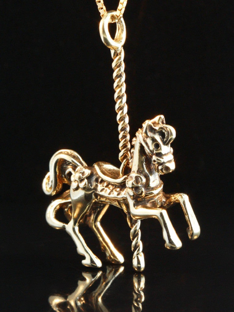 Carousel Horse Pendant in 14K Gold