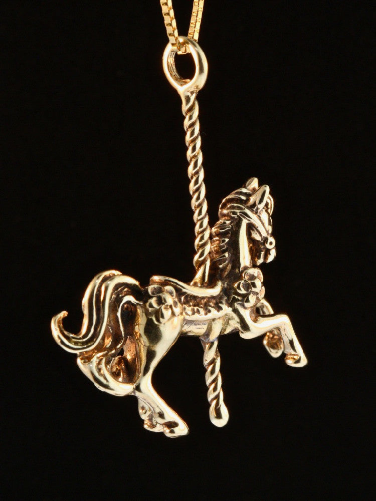 Carousel Horse Pendant in 14K Gold