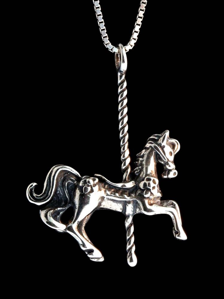 Carousel Horse Pendant - Sterling Silver