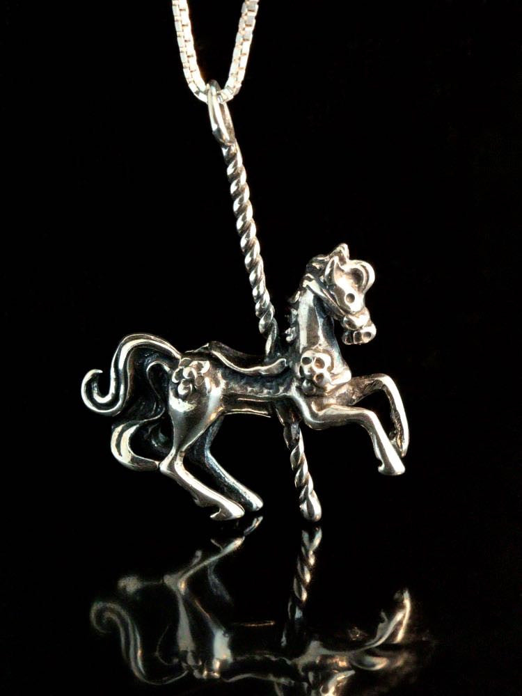 Carousel Horse Pendant - Sterling Silver