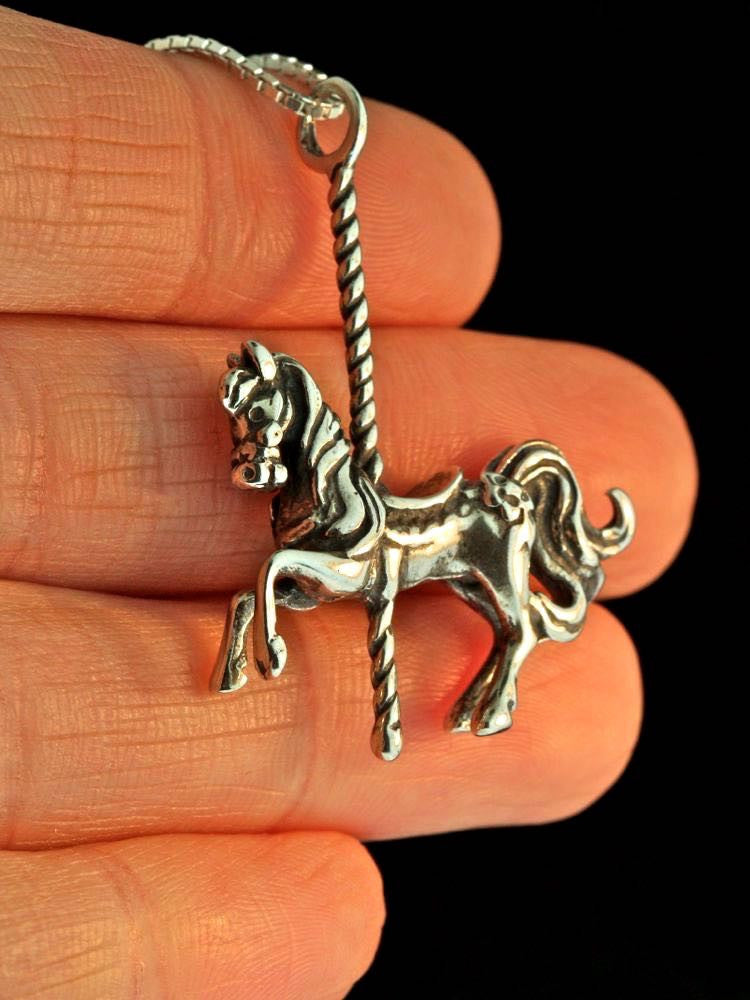 Carousel Horse Pendant - Sterling Silver