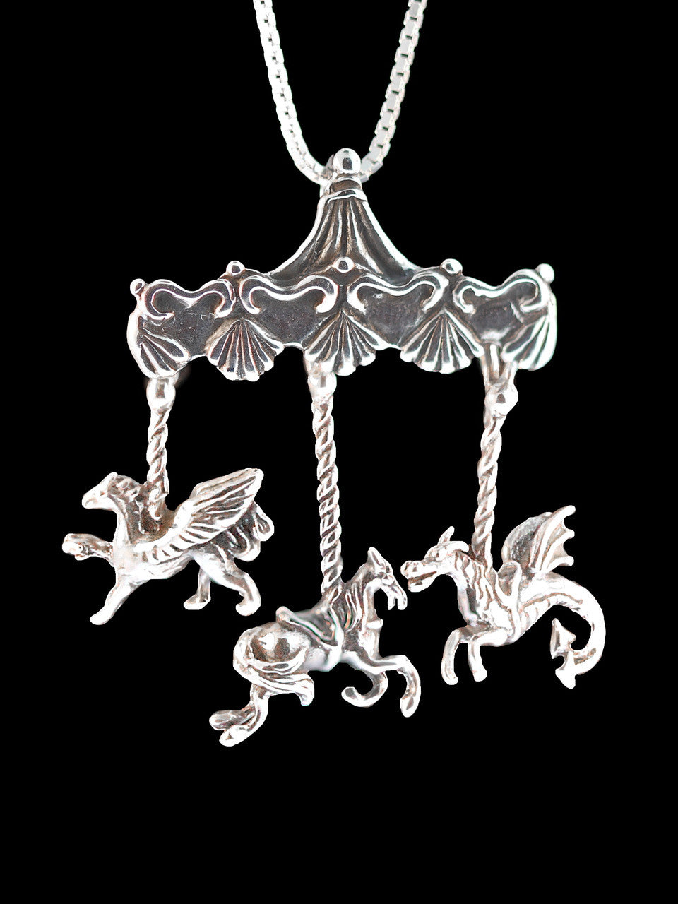 Carousel Charm Pendant - Sterling Silver
