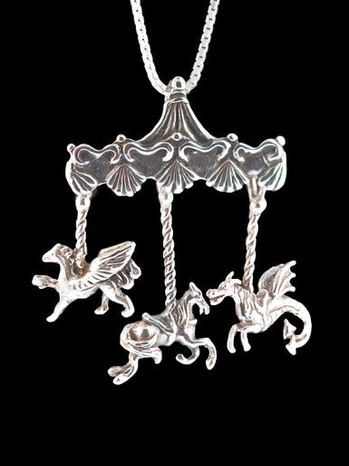 Carousel Charm Pendant - Sterling Silver