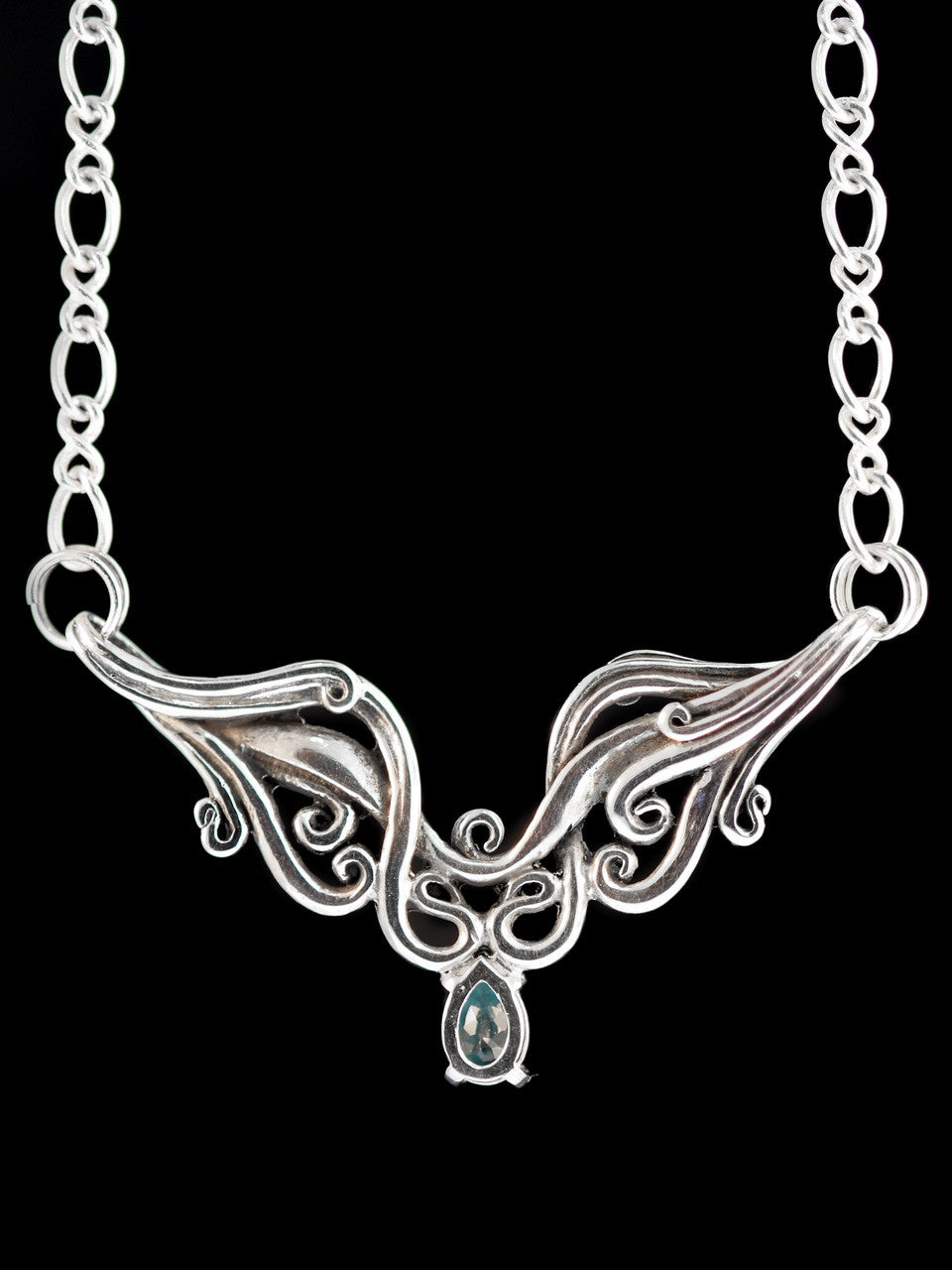 Cascade Waterfall Neckpiece - Sterling Silver with Apatite Gemstone