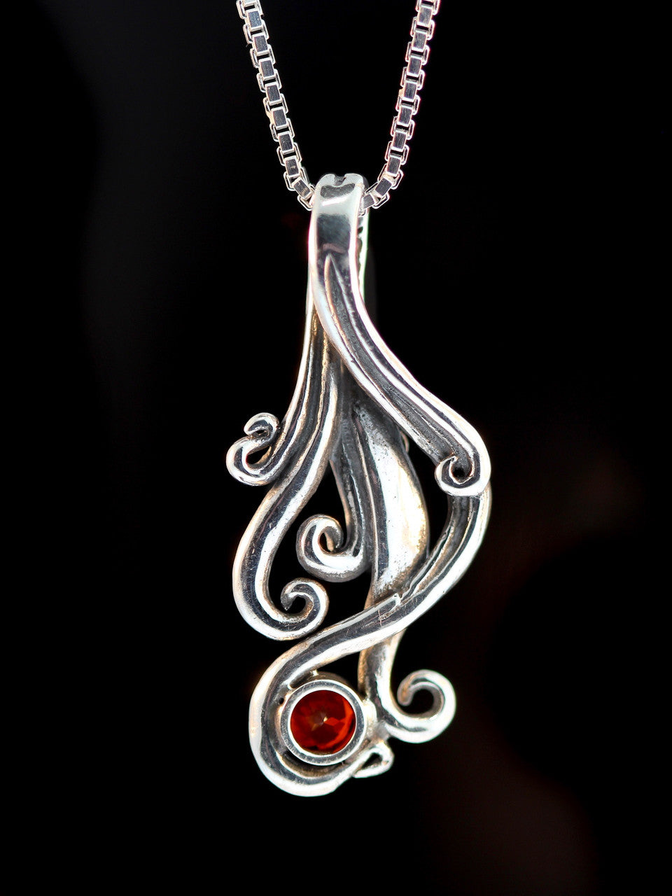 Cascade Waterfall Pendant with Australian Fire Opal