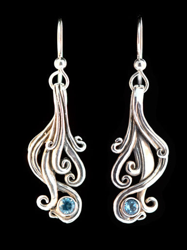 Cascade Earrings with Gemstones - Sterling Silver
