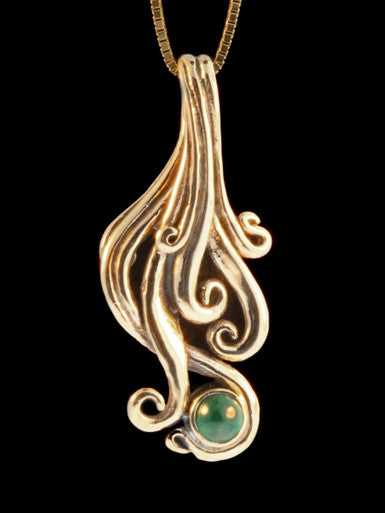 Cascade Pendant with Sandwana Emerald - Solid 14k Gold