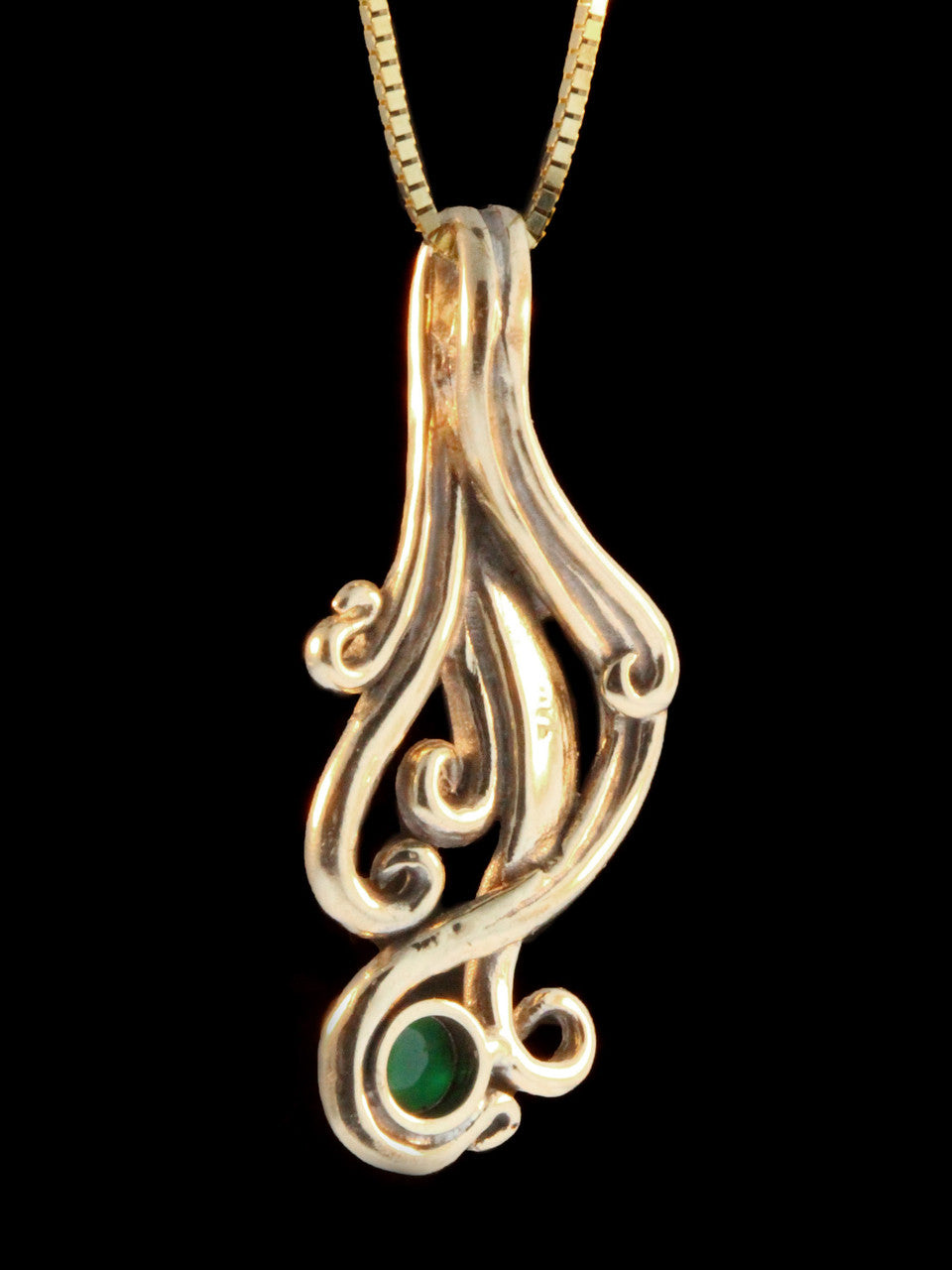 Cascade Pendant with Sandwana Emerald - Solid 14k Gold
