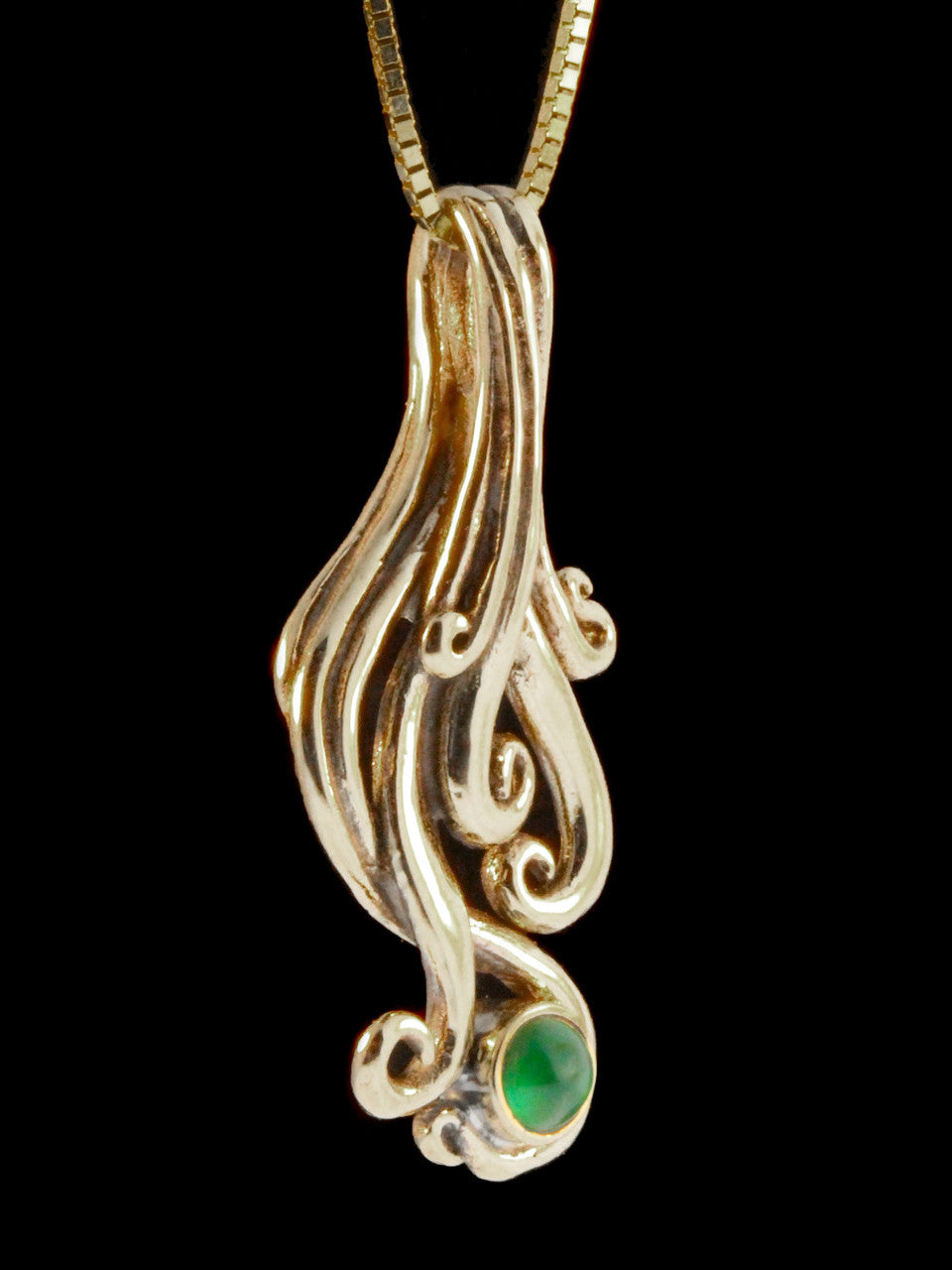 Cascade Pendant with Sandwana Emerald - Solid 14k Gold