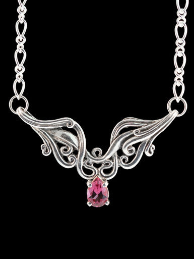 Cascade Waterfall Neckpiece - Sterling Silver with Rhodolite Garnet