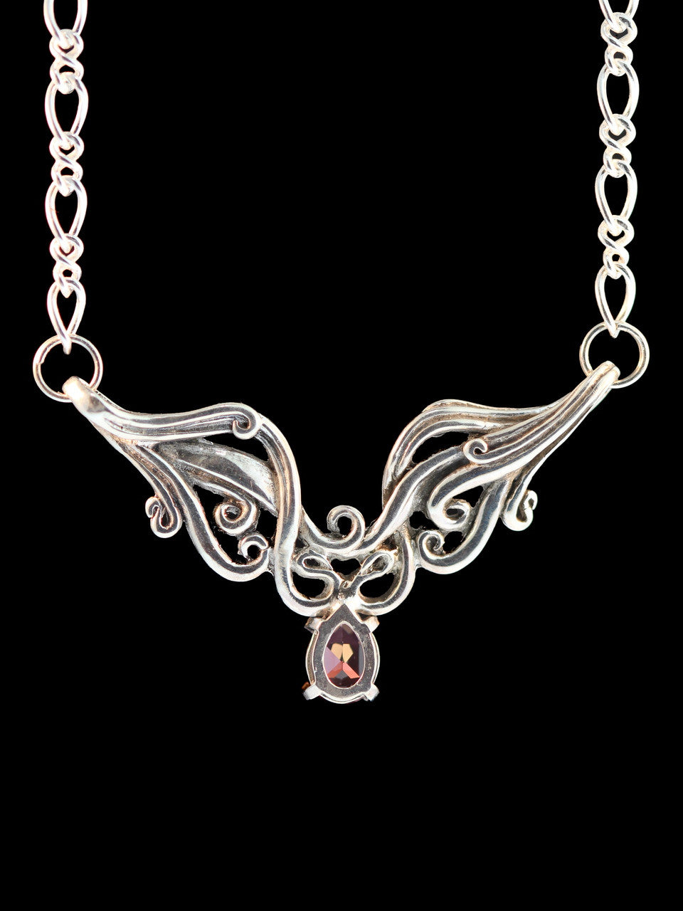 Cascade Waterfall Pendant with 6mm x 9mm Rhodolite Garnet - Silver