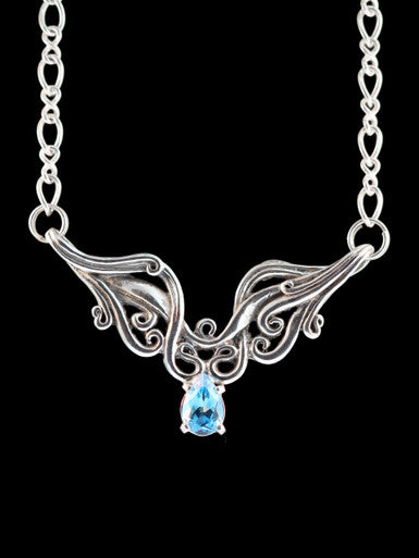 Cascade Waterfall Neckpiece with Gemstone - Sterling Silver