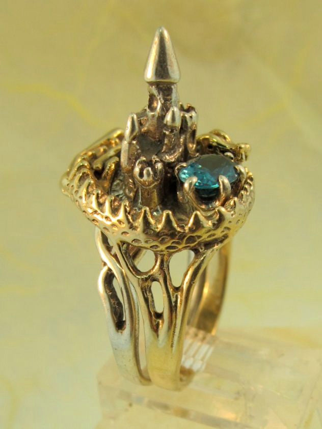 14k Gold Castle Dragon Ring