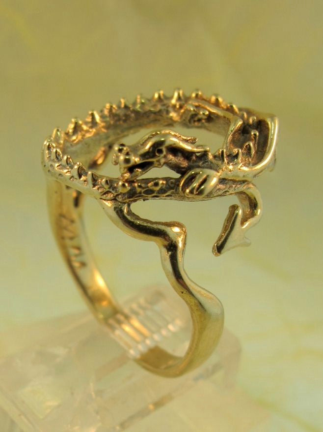 14k Gold Castle Dragon Ring