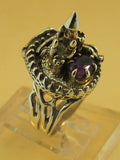 Castle Dragon Ring with Amethyst - Sterling Silver