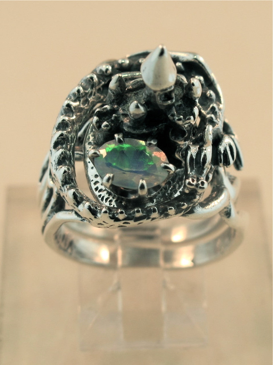 Castle Dragon Ring with Gilson Opal