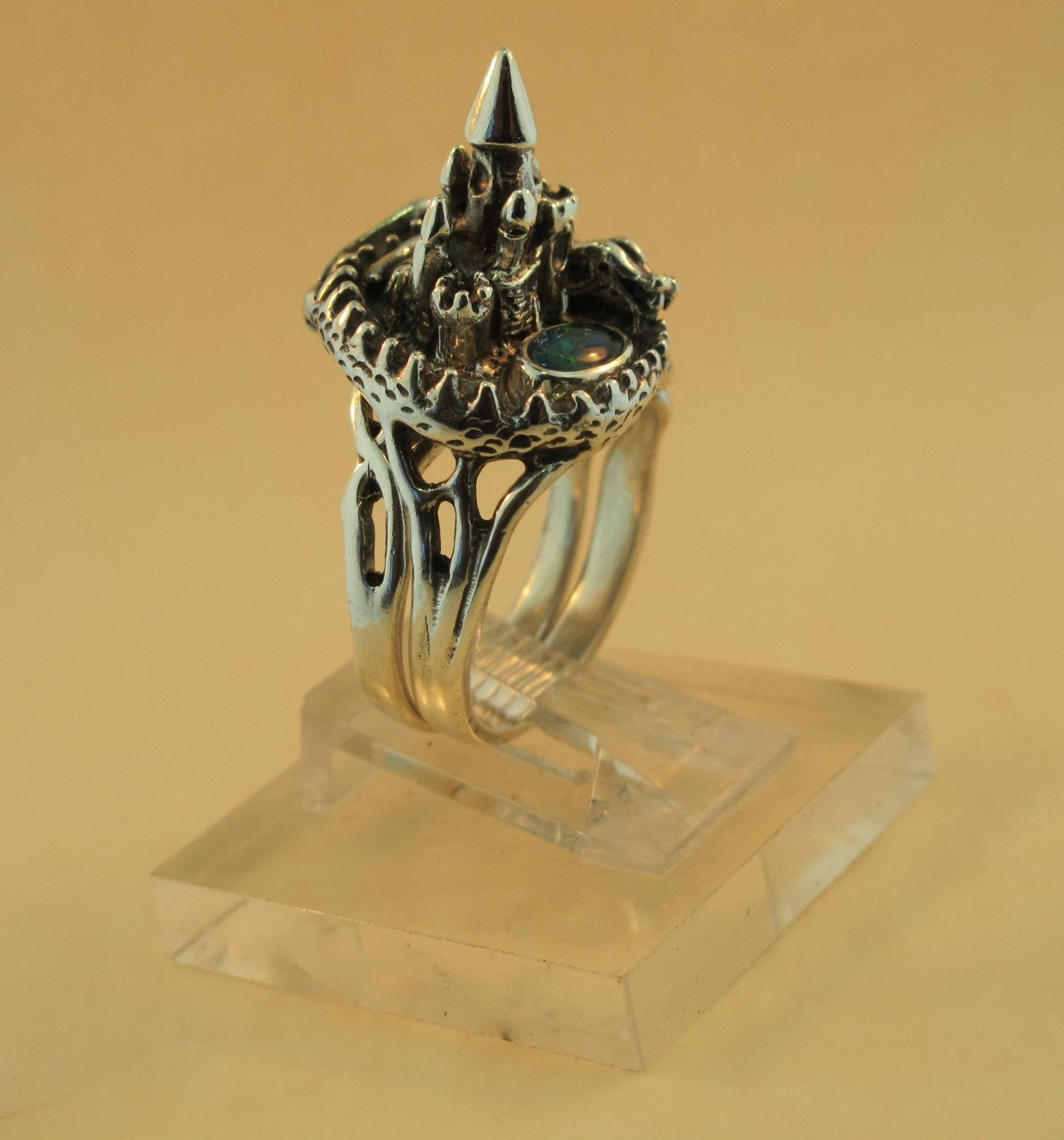 Castle Dragon Ring with Opal Triplet
