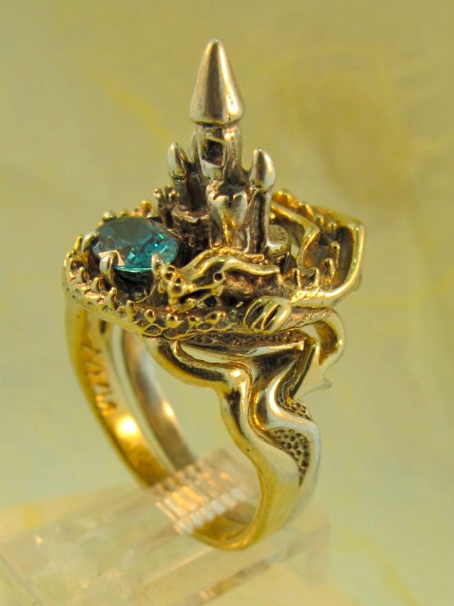 14k Gold Castle Dragon Ring